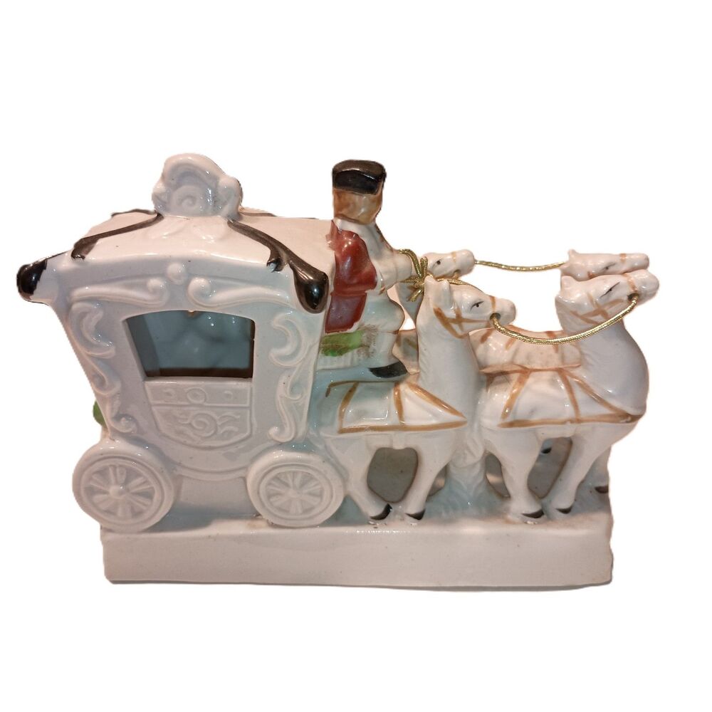 THAMES - Vintage / Victorian Porcelain Horse Drawn Carriage with Driver  - Japan